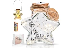 JVURICE® LED Flaschenlicht Geldgeschenk Hochzeit Geburtstag Ruhestand Weihnachten Geschenk Für Frauen Männer Weihnachtsgeschenke Stern Leuchtflasche Beleuchtete Flasche Dekoflasche Mit Lichterkette