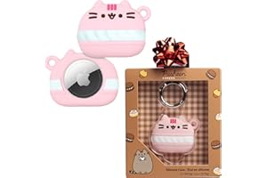 iFace Custodia protettiva in Silicone Pusheen Café per Apple AirTags [custodia Carina] [moschettone portachiavi con Clip Inclusa] - Macaron