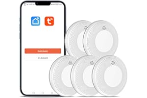 Safeliveo Rauchmelder WLAN 10 Jahre Batterie mit App Benachrichtigung, Stummschaltung und Selbsttest Funktion Smart Feuermelder 5St
