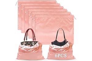 BILIPLE Schuhtasche Kordelzugbeutel,6 Stück Aufbewahrungsbeutel Aufbewahrungstasche aus Seide Handtaschen-Organizer Kordeltasche für Handtasche Geldbörse Taschenbücher Schuhe Stiefel (Rosa)