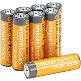Amazon Basics - Paquete de 8 pilas alcalinas AA de alto rendimiento, 1,5 voltios, vida útil de 10 años