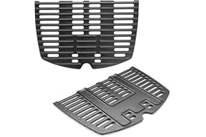 BBQ-YUMMY 7644 Gusseisen Grillrost für Weber Q100, Q1000, Q120, Q1200, Q1400 Zubehör Gasgrill, 32 x 21.6cm Grillrost Gusseisen Ersatzteile Zubehör, Grillplatte für Weber Grill Baby-Q Gekauft Ersatzteile, 2Pack