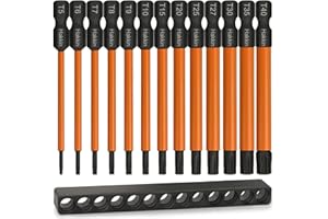 Hakkin 13-tlg 1/4"Torx Schraubendreher Bits Set, 75mm Lang Magnetischer S2 Stahl Schlagschrauber Bohrer fur T-Profil Schrauben,Bohrhammer, Akkuschrauber T5 T6 T7 T8 T9 T10 T15 T20 T25 T27 T30 T35 T40