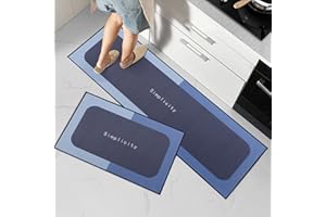 Freiesoldaten Antiscivolo Set di Tappeti da Cucina 2 Pezzi Tappetino da Cucina Assorbente Lavabile Tappetini in Piedi per Cucina Camera da Letto Soggiorno, 40x60cm + 40x120cm