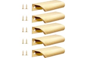 Malimali 5 Pack Dark Gold Kitchen Cupboard Handles Finger Edge Pulls for Cabinets and Drawers, 80mm Aluminum Modern Wardrobe Door Bathroom Cabinet Handles, Brushed Dark Gold