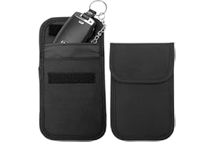 KEYRI 2 PCS Etui Anti RFID Pochette Faraday Mini pour Clés de Voiture Sacs Bloqueurs de RFID Protecteur de Sécurité pour Voiture pour Porte-clés (Noir)