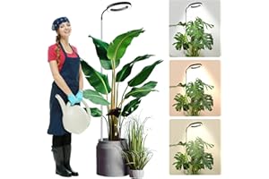 Wolezek Grow Lights - 80 LED Full Spectrum, 65in Plant Lights with 360° Gooseneck, 3 Color, 6/12/16H Timer, 5 Brightness, Height Adjustable, Black