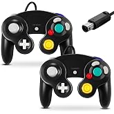 FIOTOK Gamecube Controller, Wii Nintendo Gamecube i&ccedil;in Klasik Kablolu Kumanda (Siyah-2 Paket)