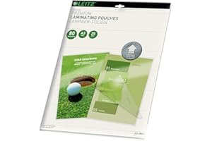 Leitz 748600000 Pochettes de plastification, Matériau Épais de 80 Microns (Transparent, Brillant, A3) - Pack de 25