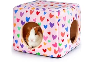Hedgeink Meerschweinchen Haus 2 eingange – Waschbares Kaninchenbett & Kuschelhöhle – Versteck für Kaninchen, Chinchilla, Hamster, Frettchen & kleine Haustiere – Warm & rutschfest