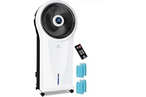KESSER® Climatiseur Mobile 4en1 avec télécommande | Ventilateur | Réservoir d'eau 5,5 L | Minuterie | 3 Niveaux | ioniseur d'air | Rafraîchisseur d'air | Écran LED | 3 Modes de Fonctionnement