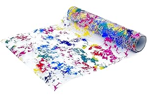 WE MOMENT ZONE Rainbow Table Runner, Sparkling Polyester Tulle Ribbon Roll with Colorful Foil,Shiny Netting Table Ribbon Decoration For Birthday Party Wedding Decor 28cm x 5M