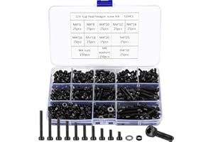 YOUYIDUN-M4 Zylinderschrauben Innensechskant Schrauben und Muttern und Unterlegscheiben Sortiment Set, 520 Stk Sechskantschrauben, Metrisch Sechskopf Fahrrad Gewindeschrauben Muttern Unterlegscheiben