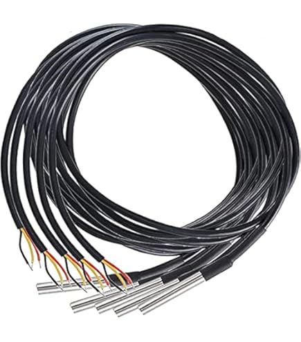 5 Capteurs Température DS18B20 Fasizi - Sonde étanche -55°C à +125°C Câble 1m
