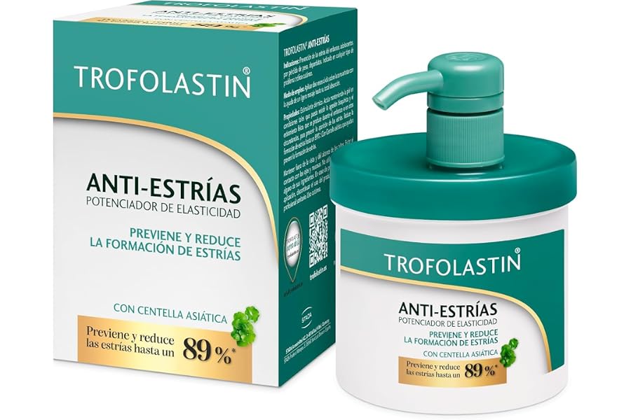 Trofolastin, Crema Antiestrías Reafirmante con Dispensador, Hidratación y Prevención de Estrías, Con Centella Asiática, Piel 