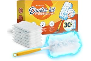‎FIXEDNOW FixedNow 30er XXL Staubmagnet Nachfüllpack Tücher, Ersatz für Swiffer Duster | Staubwedel Set mit Stiel für Trockene Reinigung | Nachfüller Wischer für Haushalt & Auto