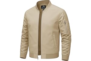 TACVASEN Herren Bomberjacke Sommer Blouson Jacke Übergangsjacke Leichte Fliegerjacken Freizeit mit Taschen