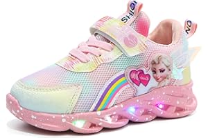 YGZZHK Elsa LED scarpe ragazze，bambini scarpe pelle impermeabile，luce scarpe formatori Scarpe leggere alla moda for bambini lampeggianti ragazze sportive corsa ali for la primavera estate l'autunno ( Color :