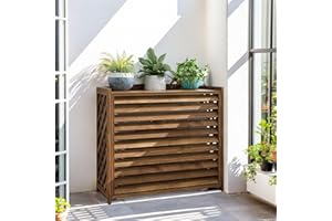 GONTZOLKIN Cache Climatiseur Exterieur Bois Cache Pompe A Chaleur Extérieur Housse Climatiseur Protége Support Climatiseur Exterieur Massif Cache Clim Housse Pompe A Chaleur Appareil De Climatisation Protéger(86