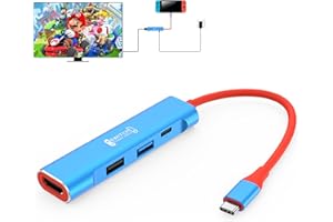 RREAKA Switch Dock for Nintendo Switch OLED, 4 in 1 TV Adapter with 4K HDMI, USB 3.0 Port, Type C 100W Charging, Portable Docking Station for Travel, Samsung Dex S24, MacBook