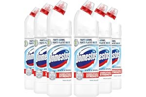 Domestos Thick Bleach White and Sparkle Multi-Purpose Disinfectant Anti-Bacterial Surface Cleaner Gel Limescale Remover for Toilet, Bathroom and Kitchen, 750ml (Buy 6)