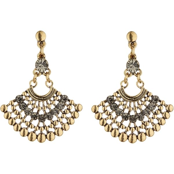 Boucles D'oreilles Clips Vintage Argent émail Noir Et Cristaux - Réf 5204 - Occasion Parfait