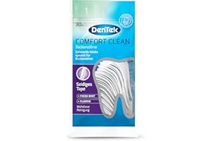 ‎DENTEK 1 x 30 Stk. Dentek Comfort Clean Zahnseide Sticks, speziell für Backenzähne - Zahnreinigung der hinteren Zahnzwischenräume - Minzgeschmack - Fluorid - Zahnstocher , 30 Stück (1er Pack)