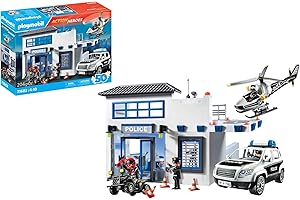 PLAYMOBIL Action Heroes 71602 Polizeistation, große Kommandostation mit Polizei-Helikopter und vielen spannenden Details, actionreiches Spielzeug für Kinder ab 4 Jahren