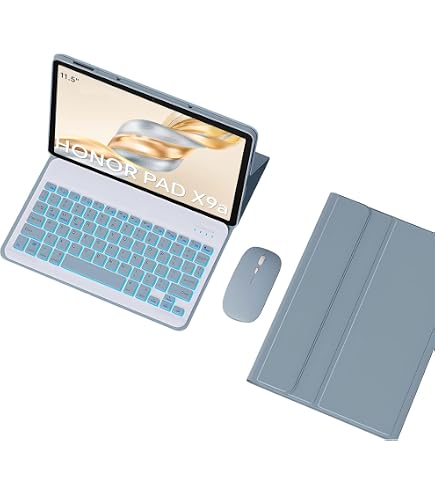HEKUEUN Tastiera Bluetooth Con Custodia Per Honor Pad X9a / X9 PRO 11.5" 2025, Layout ITA, Touchpad E Retroilluminazione 7 Colori, Mouse Incluso, Nero