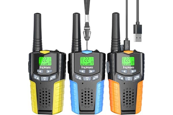 Walkie Talkie Niños Recargable, 48 Horas de Tiempo de Trabajo, 3 kilómetros de Largo Alcance,JRegalo de Juguetes al Aire Libre para niños de 3 a 12 años, Paquete de 3