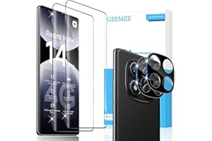 GEEMEE para Xiaomi Redmi Note 14 Pro 4G Cristal Templado y Protector de Lente de Cámara (Negro, 9H Dureza 3D HD Protector de Pantalla Anti-Arañazos Vidrio Templado Protectora，2+2 Piezas