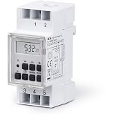 Sonero Digital Timer for Hat Profile Rail Installation in Control Panel, 3600W, LCD Display, 10 Switching Programs, 12/24 Hou