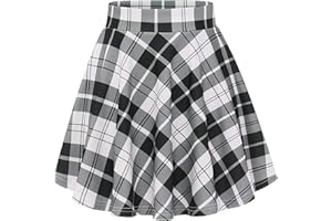 DRESSTELLS Falda de Verano de Las Mujeres hasta la Rodilla de Cintura Alta Plisada Falda