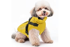 PcEoTllar Abrigo Impermeable para Perros pequeños, Chaqueta Reflectante cálida con arnés para Invierno, Disfraz de esquí, suéter de algodón para Perro, Color Amarillo, Talla M