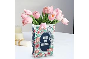 QCXWCJWD Decorative Ceramic Book Vase for flowers, Cute Vase for Bookshelf Decor, Creative Gifts for Book Lovers, Modern Personalised Ornaments for Floral Arrangement Home Bedroom Living Room Office (3)