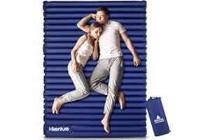 HIKENTURE Inflatable Double Camping Mat with Foot Pump, Ultralight Air Camp Mattress 120cm 140cm for 2 Person, Compact and Moistureproof Sleeping Mat for Hiking, Backpacking, Hammock, Tent