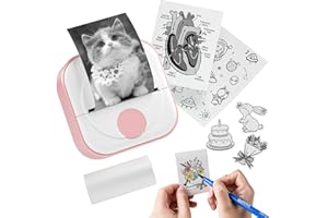Itari Q02 Mini Drucker- Facelifting T02 Thermodrucker zum Lernen, Etikettendrucker für Notizen, Tagebuch, Memo, Foto, Journal, Bluetooth Fotodrucker für Smartphone, mit 1 Rolle Papier