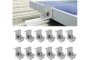 EIEVEY 12 Stück Solarmodul Halterung Endklemme, Abschlussklemme für Montage der Photovoltaik Solarpanel , Randklemme für PV Solar Module Befestigungen auf dem Dach (40MM)