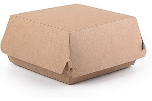 DIFORMA (100 Stück) Kraft Burger Boxen Größe M Lebensmittelbehälter Fast Food Takeaway Einwegbox Hamburger Auslaufsicher Umweltfreundlich Recycelbar (100, M)