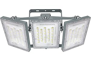 ‎STASUN STASUN 300W LED-Sicherheitslicht, 30000LM Superhell LED Fluter Flutlicht Außenstrahler, IP66 Wasserfest, 6000K Tageslicht, 3 Flutlicht mit verstellbarem Kopf unter, für Garage, Scheune, Patio, Hof.