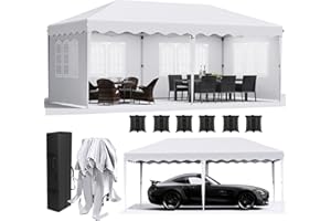 LIFERUN Tonnelle de Jardin Pliable 3x6m, Barnum Pliant Extérieur avec 4 Parois Amovibles 6 PCS Sacs de Sable,Tonnelle Pop-up de Reception Imperméable, Anti-UV 50+, Fête Camping Festival Plage Mariage,Blanc