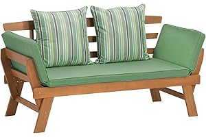 ‎GREEMOTION greemotion Multifunktionsbank Velden aus Akazienholz FSC 100 %, mit Kissen