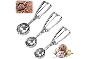 TYBYBB 3 Stück Eisportionierer Edelstahl, Eislöffel Portionierer, 4/5/6 cm Durchmesser, Edelstahl Eislöffel Portionierer, Keksportionierer, für Eiscreme Plätzchen Kuchen Teig