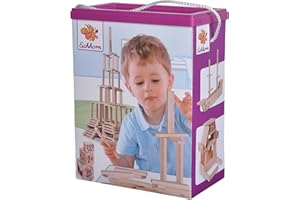 Eichhorn- Holzbaukasten Lot de 200 Briques en Bois de hêtre certifié FSC pour Les Enfants à partir de 2 Ans, 100001612, Multicoloure, Petit