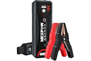 NEXPOW Booster Batterie Voiture, 4000A Booster Batterie, adapté pour Moteur Essence/Diesel 10,0 L, Q11 Batterie de démarrage Portable 12 V, avec lumière LED/USB QC3.0/câble de démarrage