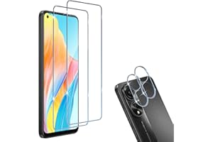 HidWee Cristal Templado Compatible con OPPO A78 4G, 2 Piezas Protector de Pantalla + 2 Piezas Protector de Lente Cámara, 9H Dureza Sin Burbujas Cristal Templado & Protector de Cámara