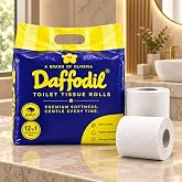 Daffodil 3 Ply Toilet Tissue Roll Pack of 12 | Super Absorbent & Soft on Skin | Premium Toilet Paper Rolls for Home, Office, 
