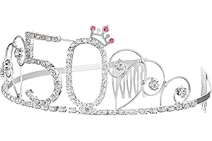 BALINCO Corona para el pelo 18/20 / 25/30 / 40/50 / 60 Cumpleaños Feliz Cumpleaños Cristal Rhinestone Corona Adornos Banda para el pelo de la boda Peine diadema para las mujeres