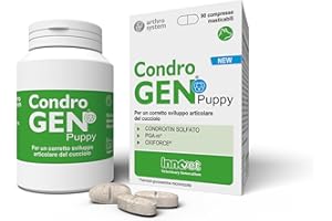 Innovet, Condrogen Puppy, per Articolazioni dei Cuccioli, Aiuta Lo Sviluppo Muscolo-Scheletrico, per Cuccioli di Taglia Grande, con PGA-m e Condroitin, 90 Compresse Masticabili