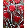 Heart Shaped Lollipops Lollies, Cherry Flavoured Lollipops, Individually Wrapped, Ideal for Valentines Day, Wedding, Party Bag Fillers (Pack of 20)